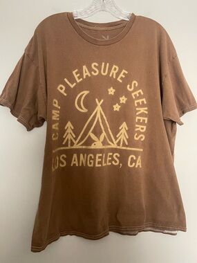 Camp Pleasure Seekers Los Angeles Graphic Tee - Brown & Cream